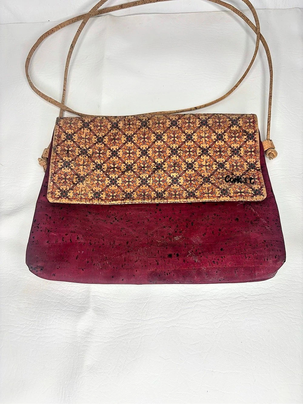 Patterned Crossbody Bag in Red & Brown